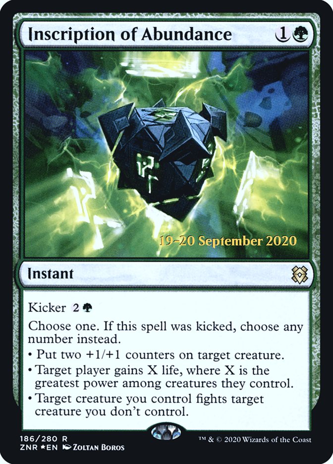 Inscription of Abundance [Zendikar Rising Prerelease Promos] | Dragon's Lair Comics and Fantasy Houston TX