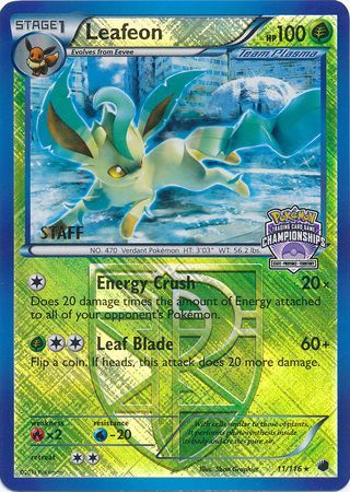 Leafeon (11/116) (States Championship Promo Staff) [Black & White: Plasma Freeze] | Dragon's Lair Comics and Fantasy Houston TX