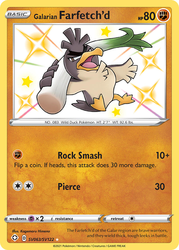 Galarian Farfetch'd (SV063/SV122) [Sword & Shield: Shining Fates] | Dragon's Lair Comics and Fantasy Houston TX