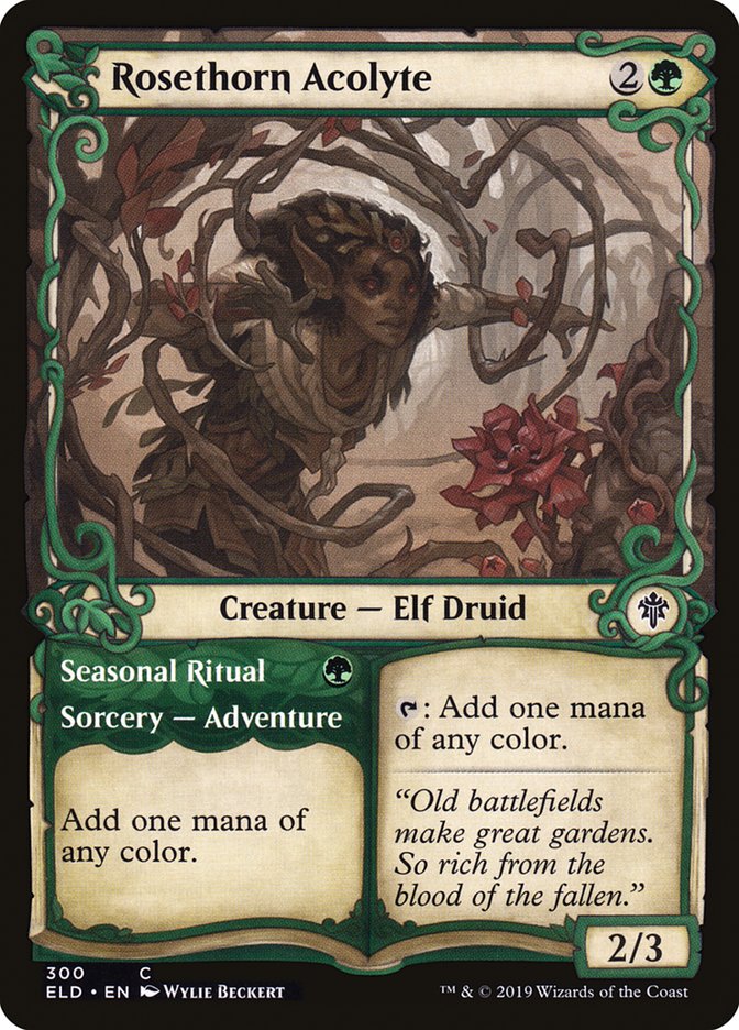 Rosethorn Acolyte // Seasonal Ritual (Showcase) [Throne of Eldraine] | Dragon's Lair Comics and Fantasy Houston TX