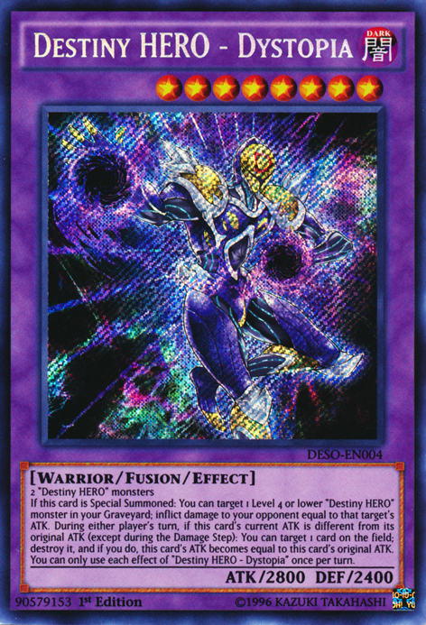 Destiny HERO - Dystopia [DESO-EN004] Secret Rare | Dragon's Lair Comics and Fantasy Houston TX