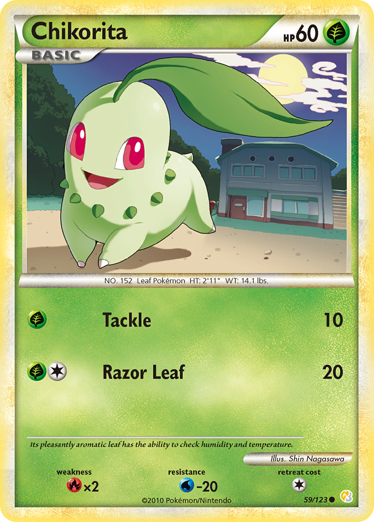 Chikorita (59/123) [HeartGold & SoulSilver: Base Set] | Dragon's Lair Comics and Fantasy Houston TX