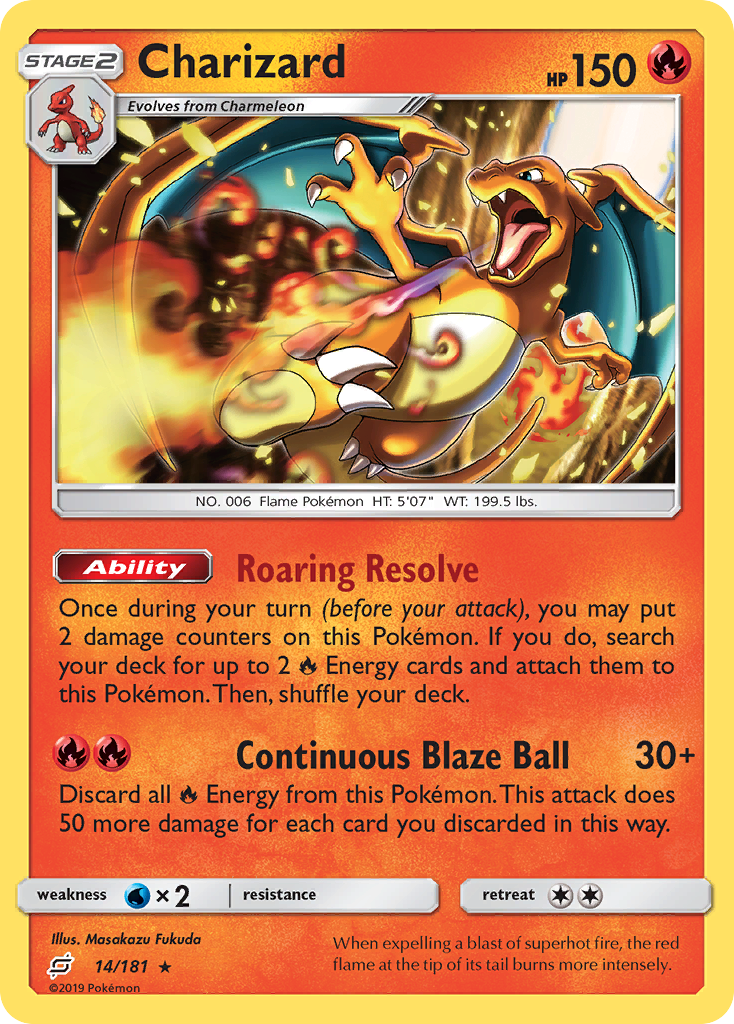 Charizard (14/181) (Cosmos Holo) [Sun & Moon: Team Up] | Dragon's Lair Comics and Fantasy Houston TX