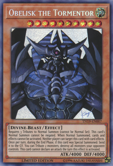 Obelisk the Tormentor [TN19-EN007] Prismatic Secret Rare | Dragon's Lair Comics and Fantasy Houston TX