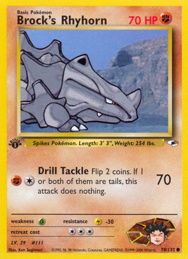 Brock's Rhyhorn (70/132) [Gym Heroes 1st Edition] | Dragon's Lair Comics and Fantasy Houston TX