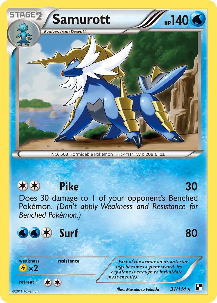 Samurott (31/114) (Theme Deck Exclusive) [Black & White: Base Set] | Dragon's Lair Comics and Fantasy Houston TX
