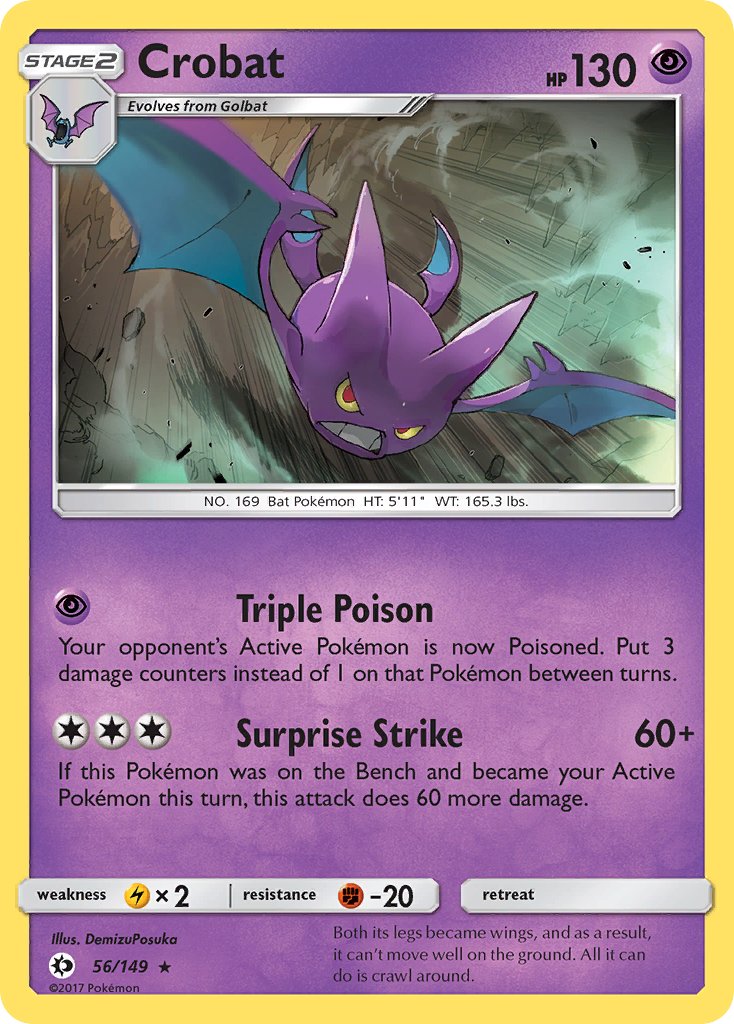 Crobat (56/149) (Prerelease Kit Exclusive) (Theme Deck Exclusive) [Sun & Moon: Base Set] | Dragon's Lair Comics and Fantasy Houston TX