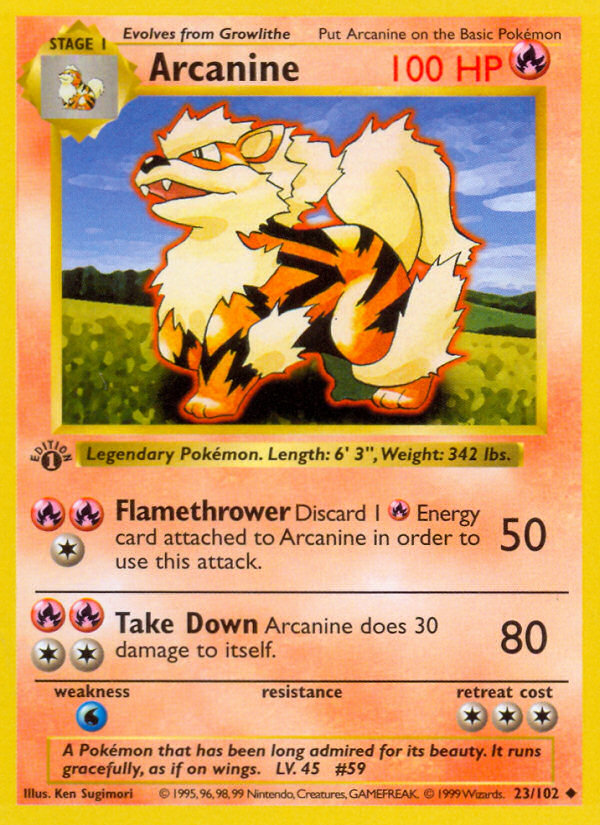 Arcanine (23/102) (Shadowless) [Base Set 1st Edition] | Dragon's Lair Comics and Fantasy Houston TX