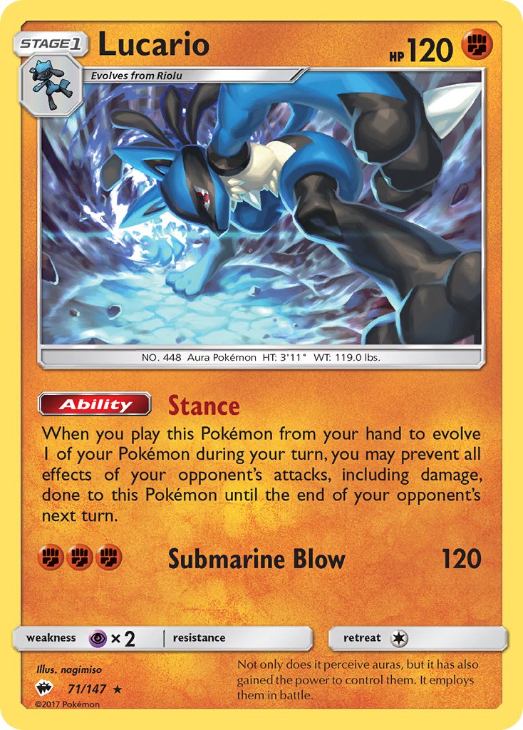 Lucario (71/147) (Theme Deck Exclusive) [Sun & Moon: Burning Shadows] | Dragon's Lair Comics and Fantasy Houston TX