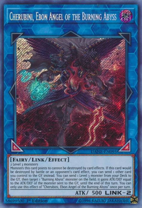 Cherubini, Ebon Angel of the Burning Abyss [DANE-EN095] Secret Rare | Dragon's Lair Comics and Fantasy Houston TX