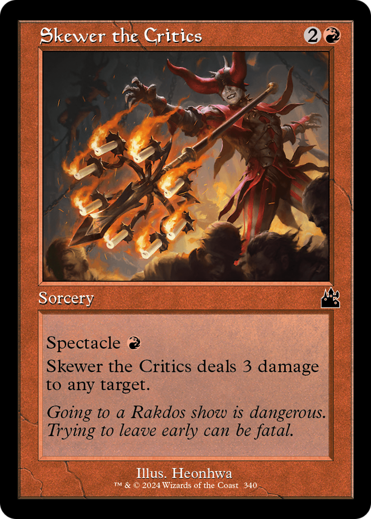 Skewer the Critics (Retro Frame) [Ravnica Remastered] | Dragon's Lair Comics and Fantasy Houston TX