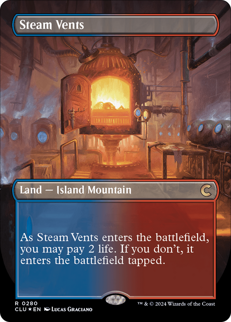 Steam Vents (Borderless) [Ravnica: Clue Edition] | Dragon's Lair Comics and Fantasy Houston TX
