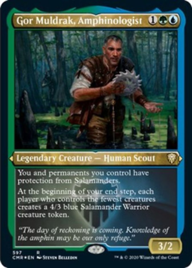 Gor Muldrak, Amphinologist (Etched) [Commander Legends] | Dragon's Lair Comics and Fantasy Houston TX