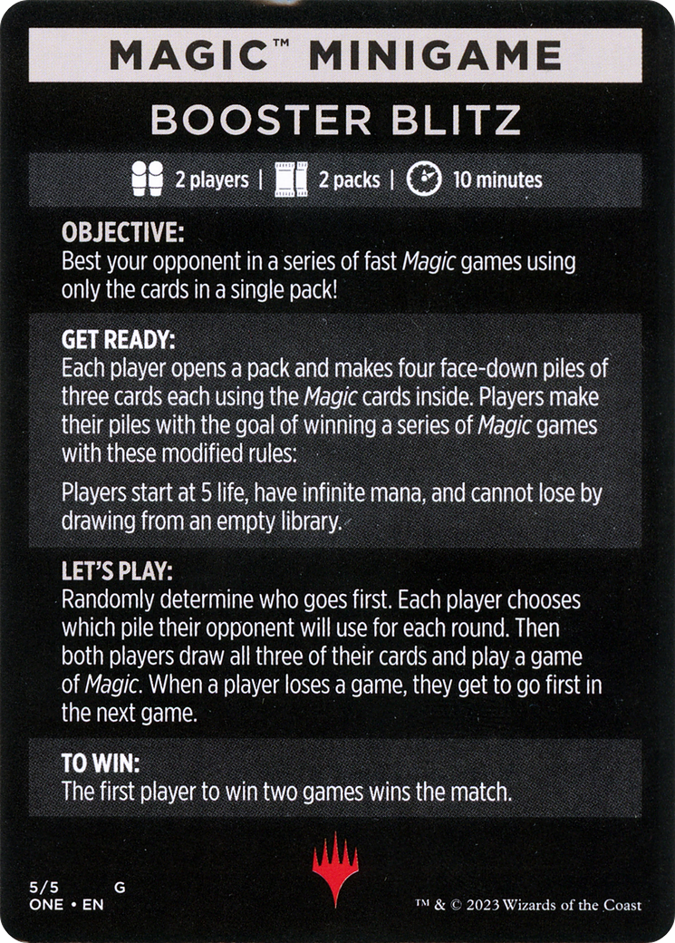 Booster Blitz (Magic Minigame) [Phyrexia: All Will Be One Minigame] | Dragon's Lair Comics and Fantasy Houston TX