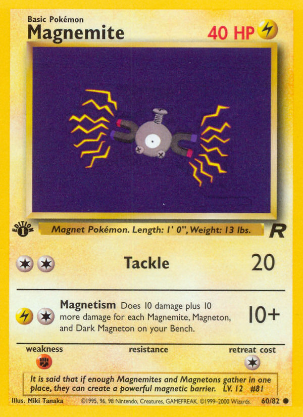 Magnemite (60/82) [Team Rocket 1st Edition] | Dragon's Lair Comics and Fantasy Houston TX