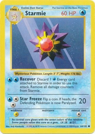Starmie (64/102) [Base Set Shadowless Unlimited] | Dragon's Lair Comics and Fantasy Houston TX
