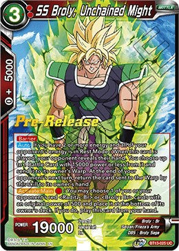 SS Broly, Unchained Might (BT13-025) [Supreme Rivalry Prerelease Promos] | Dragon's Lair Comics and Fantasy Houston TX