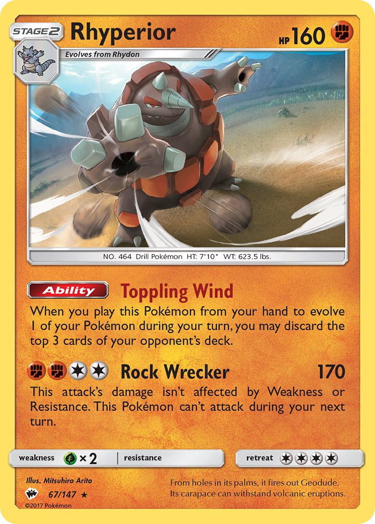 Rhyperior (67/147) (Theme Deck Exclusive) [Sun & Moon: Burning Shadows] | Dragon's Lair Comics and Fantasy Houston TX