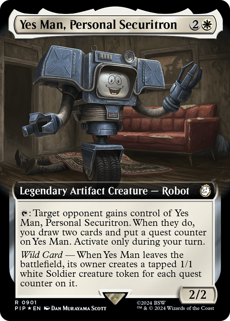 Yes Man, Personal Securitron (Extended Art) (Surge Foil) [Fallout] | Dragon's Lair Comics and Fantasy Houston TX