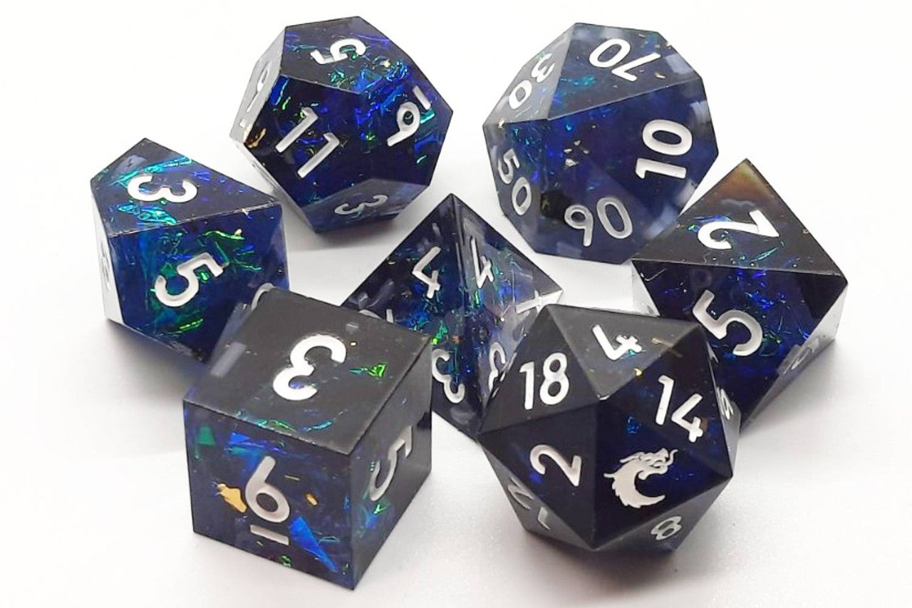 Old School Dice Sharp Edged Blitzar Poly 7 Set | Dragon's Lair Comics and Fantasy Houston TX