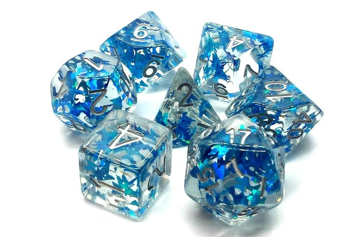 Old School Dice Infused Blue Butterfly Poly 7 Set | Dragon's Lair Comics and Fantasy Houston TX
