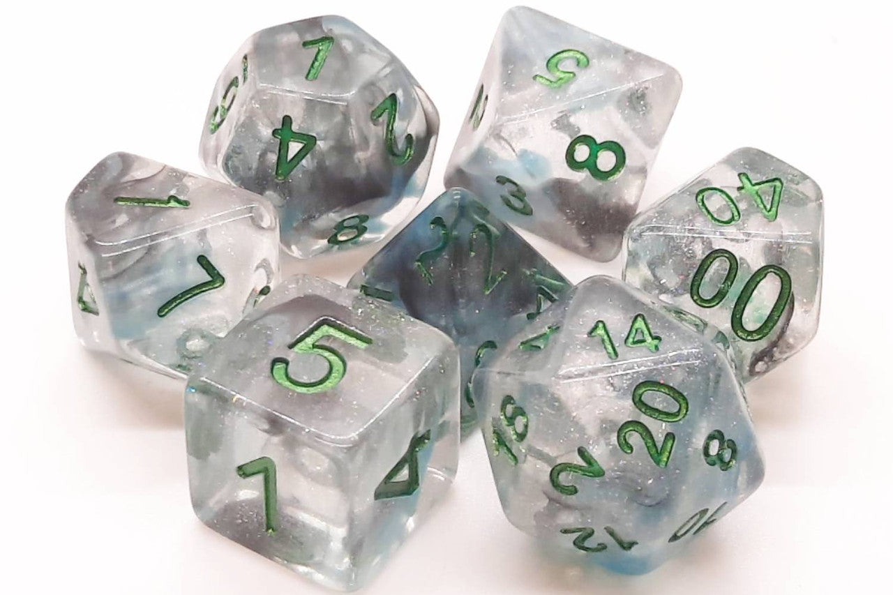 Old School Dice Luminous - Blue Moon Poly 7 Set | Dragon's Lair Comics and Fantasy Houston TX