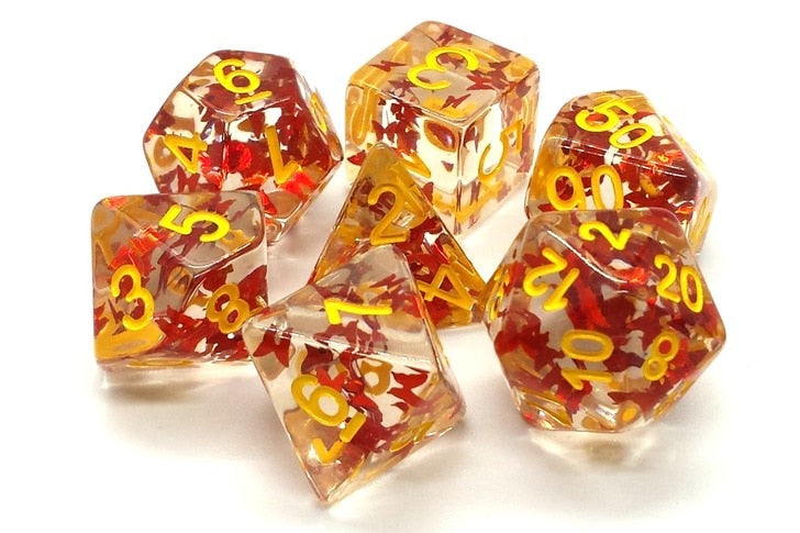 Old School Dice Infused Orange Butterfly  Poly 7 Set | Dragon's Lair Comics and Fantasy Houston TX