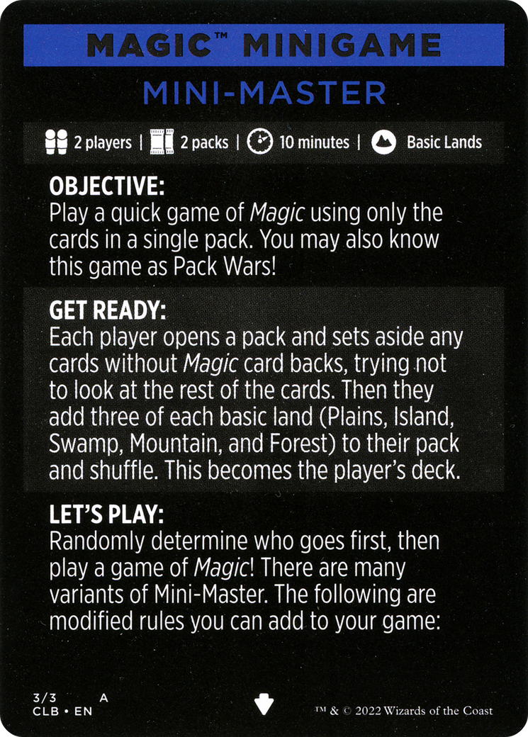 Mini-Master (Magic Minigame) [Commander Legends: Battle for Baldur's Gate Minigame] | Dragon's Lair Comics and Fantasy Houston TX