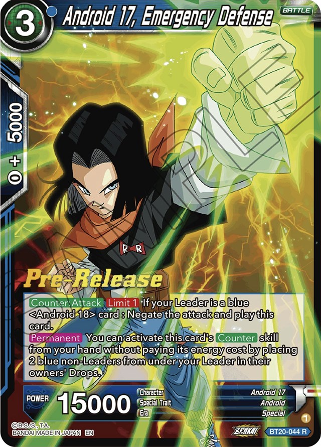Android 17, Emergency Defense (BT20-044) [Power Absorbed Prerelease Promos] | Dragon's Lair Comics and Fantasy Houston TX