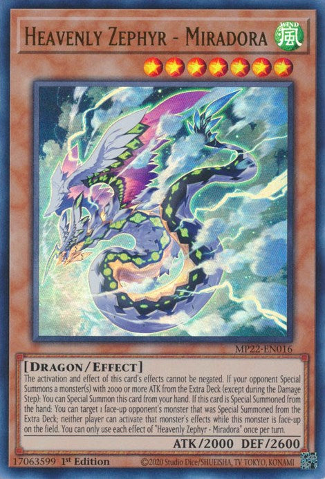 Heavenly Zephyr - Miradora [MP22-EN016] Ultra Rare | Dragon's Lair Comics and Fantasy Houston TX
