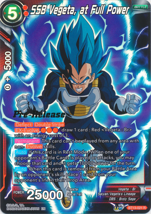 SSB Vegeta, at Full Power (BT13-021) [Supreme Rivalry Prerelease Promos] | Dragon's Lair Comics and Fantasy Houston TX