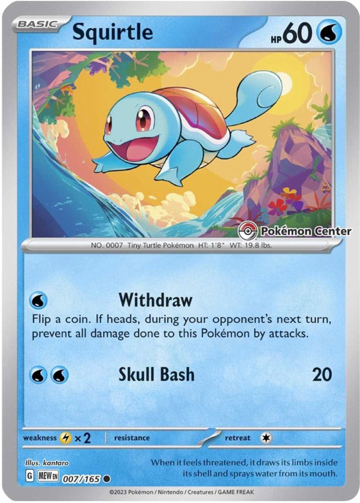 Squirtle (007/165) (Pokemon Center Exclusive) [Scarlet & Violet: Black Star Promos] | Dragon's Lair Comics and Fantasy Houston TX