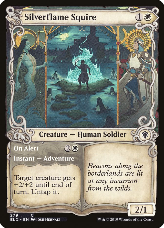 Silverflame Squire // On Alert (Showcase) [Throne of Eldraine] | Dragon's Lair Comics and Fantasy Houston TX