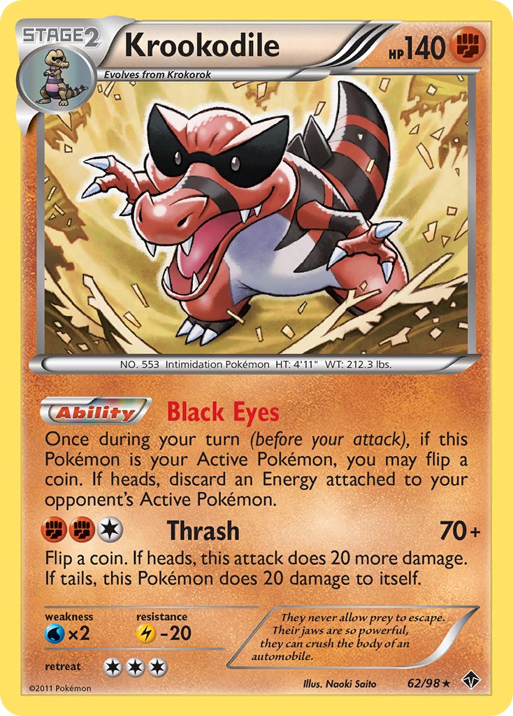 Krookodile (62/98) (Theme Deck Exclusive) [Black & White: Emerging Powers] | Dragon's Lair Comics and Fantasy Houston TX