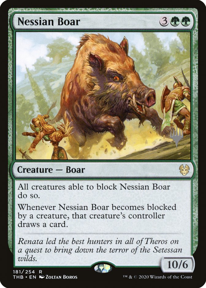 Nessian Boar (Promo Pack) [Theros Beyond Death Promos] | Dragon's Lair Comics and Fantasy Houston TX