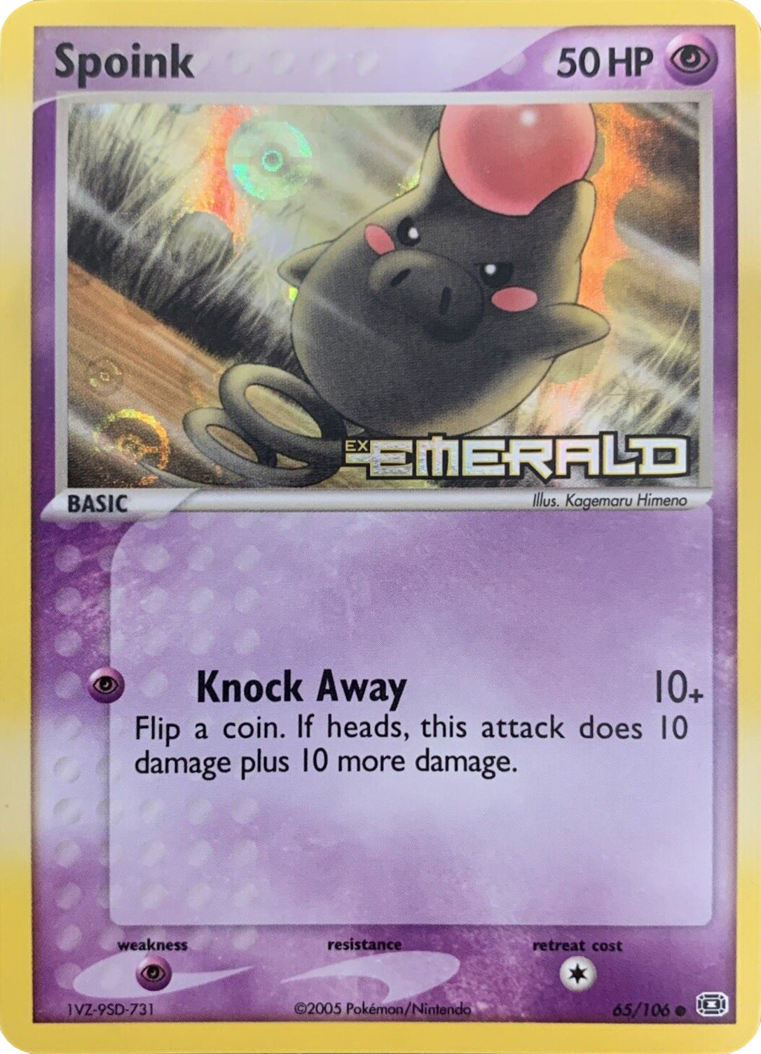 Spoink (65/106) (Stamped) [EX: Emerald] | Dragon's Lair Comics and Fantasy Houston TX