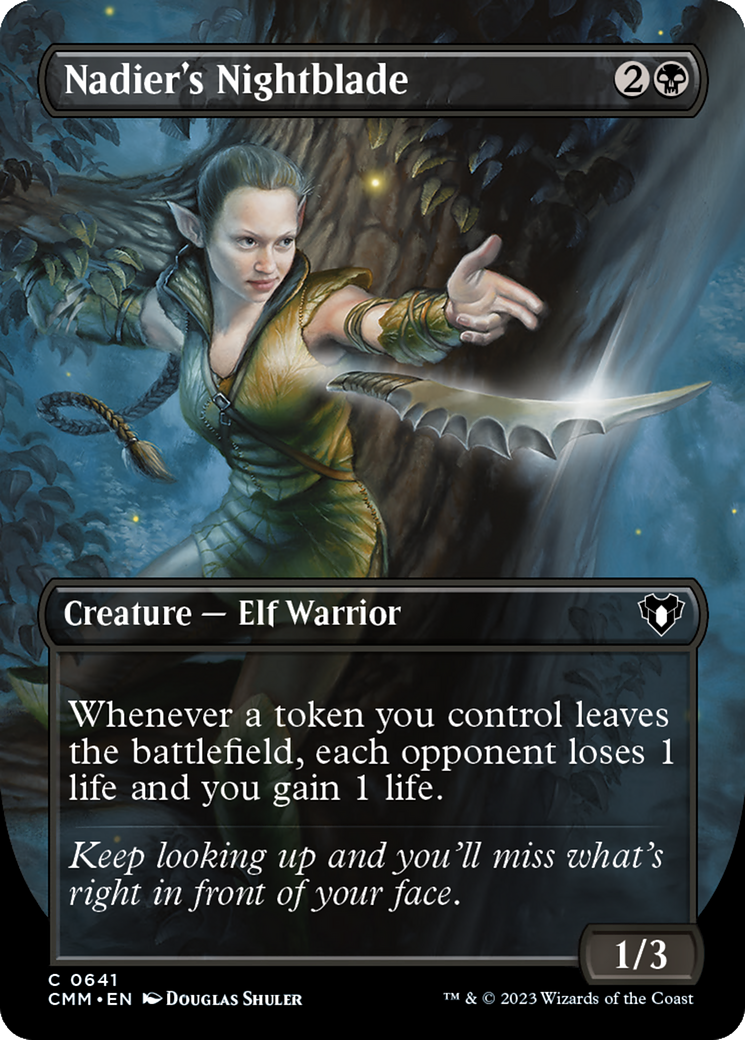 Nadier's Nightblade (Borderless Alternate Art) [Commander Masters] | Dragon's Lair Comics and Fantasy Houston TX