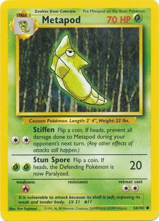 Metapod (54/102) [Base Set Unlimited] | Dragon's Lair Comics and Fantasy Houston TX