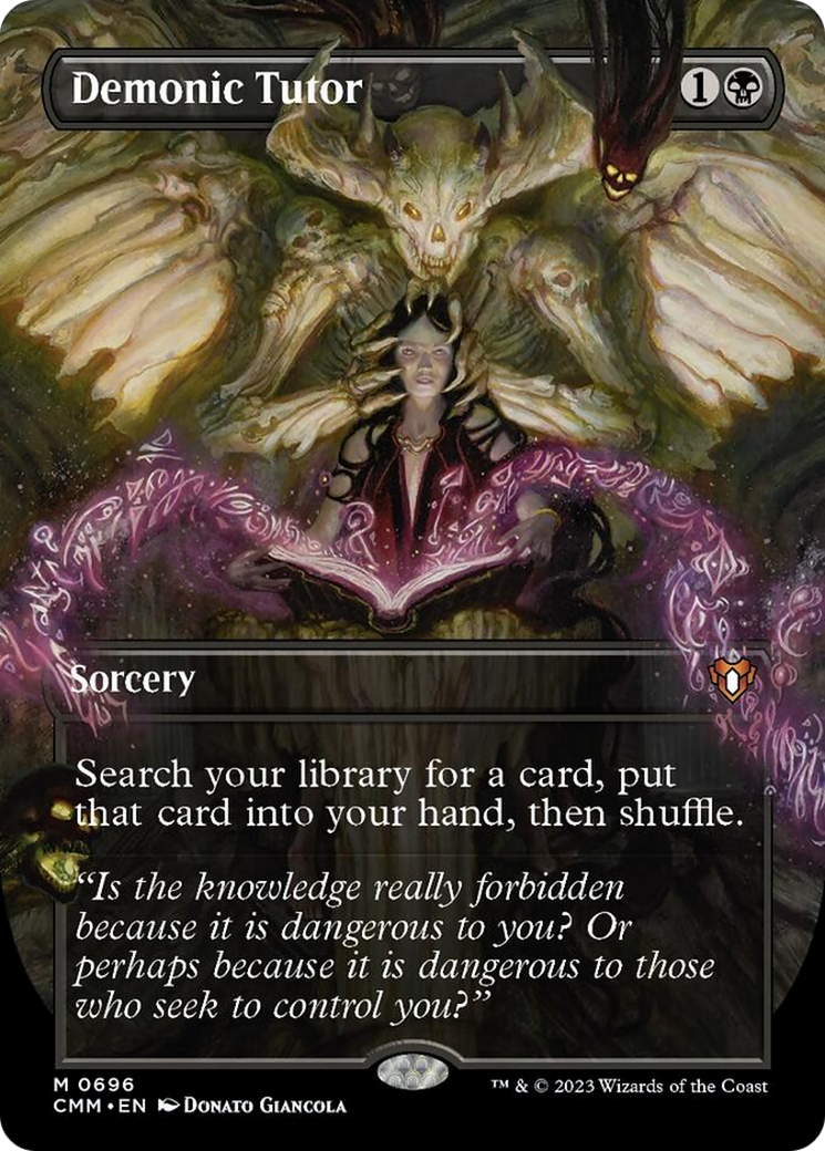 Demonic Tutor (Borderless Alternate Art) [Commander Masters] | Dragon's Lair Comics and Fantasy Houston TX