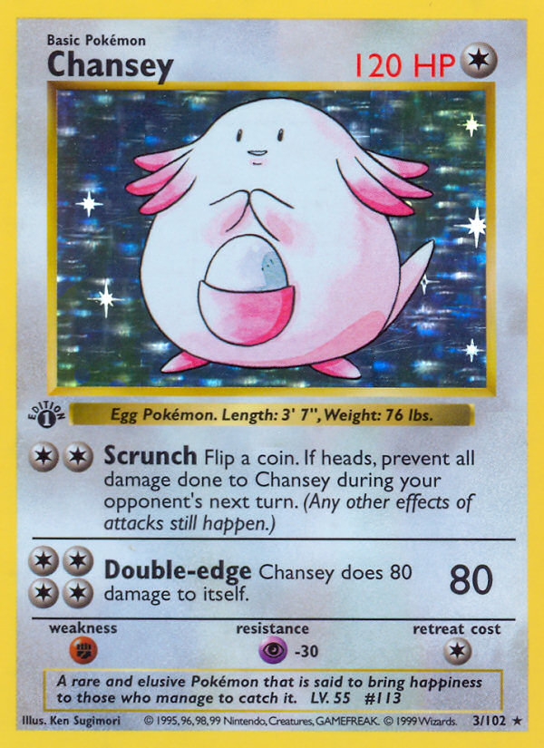 Chansey (3/102) (Shadowless) [Base Set 1st Edition] | Dragon's Lair Comics and Fantasy Houston TX