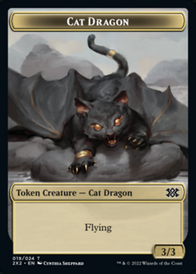 Cat Dragon // Soldier Double-Sided Token [Double Masters 2022 Tokens] | Dragon's Lair Comics and Fantasy Houston TX