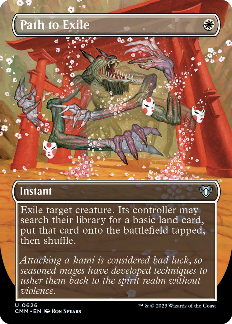 Path to Exile (Borderless Alternate Art) [Commander Masters] | Dragon's Lair Comics and Fantasy Houston TX