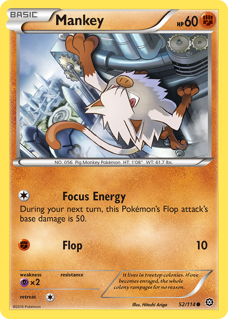 Mankey (52/114) [XY: Steam Siege] | Dragon's Lair Comics and Fantasy Houston TX