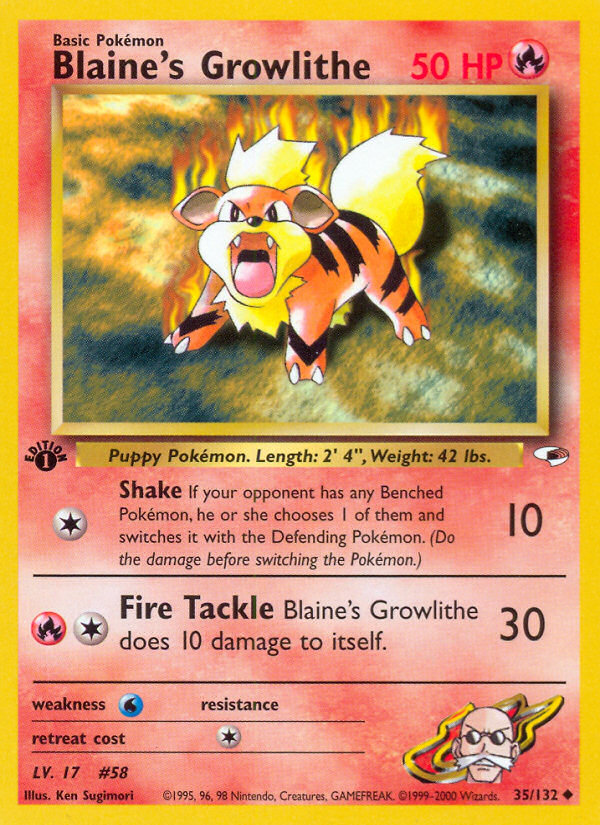Blaine's Growlithe (35/132) [Gym Heroes 1st Edition] | Dragon's Lair Comics and Fantasy Houston TX
