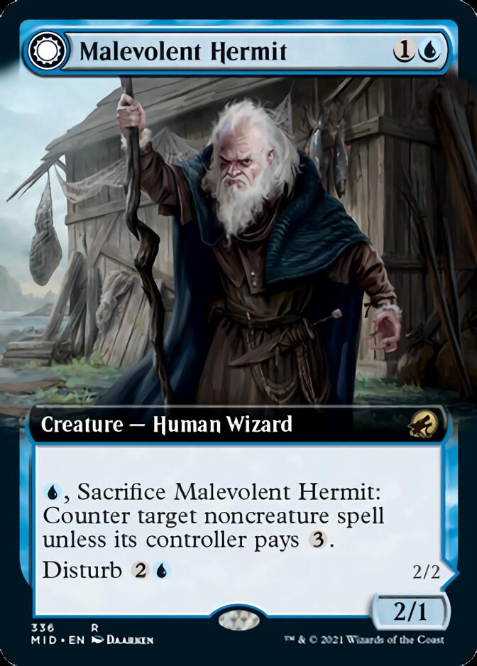 Malevolent Hermit // Benevolent Geist (Extended Art) [Innistrad: Midnight Hunt] | Dragon's Lair Comics and Fantasy Houston TX