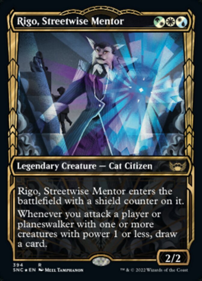 Rigo, Streetwise Mentor (Showcase Golden Age Gilded Foil) [Streets of New Capenna] | Dragon's Lair Comics and Fantasy Houston TX