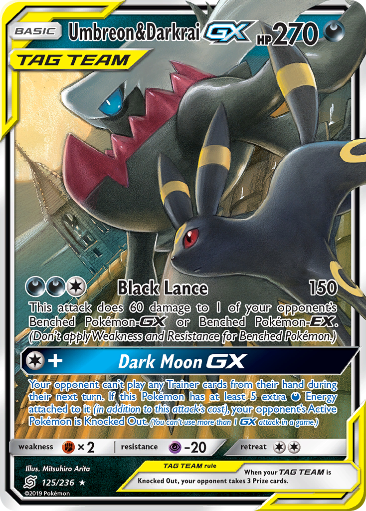 Umbreon & Darkrai GX (125/236) [Sun & Moon: Unified Minds] | Dragon's Lair Comics and Fantasy Houston TX