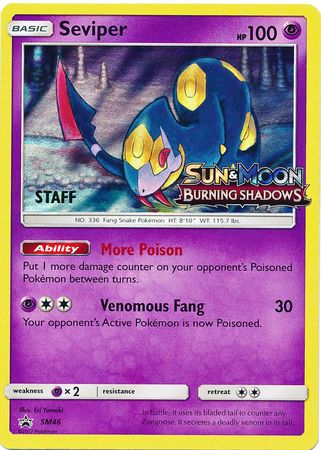 Seviper (SM46) (Staff Prerelease Promo) [Sun & Moon: Black Star Promos] | Dragon's Lair Comics and Fantasy Houston TX