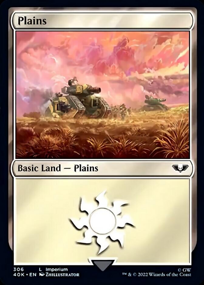 Plains (306) (Surge Foil) [Warhammer 40,000] | Dragon's Lair Comics and Fantasy Houston TX