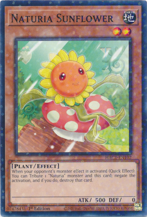 Naturia Sunflower (Duel Terminal) [HAC1-EN102] Parallel Rare | Dragon's Lair Comics and Fantasy Houston TX
